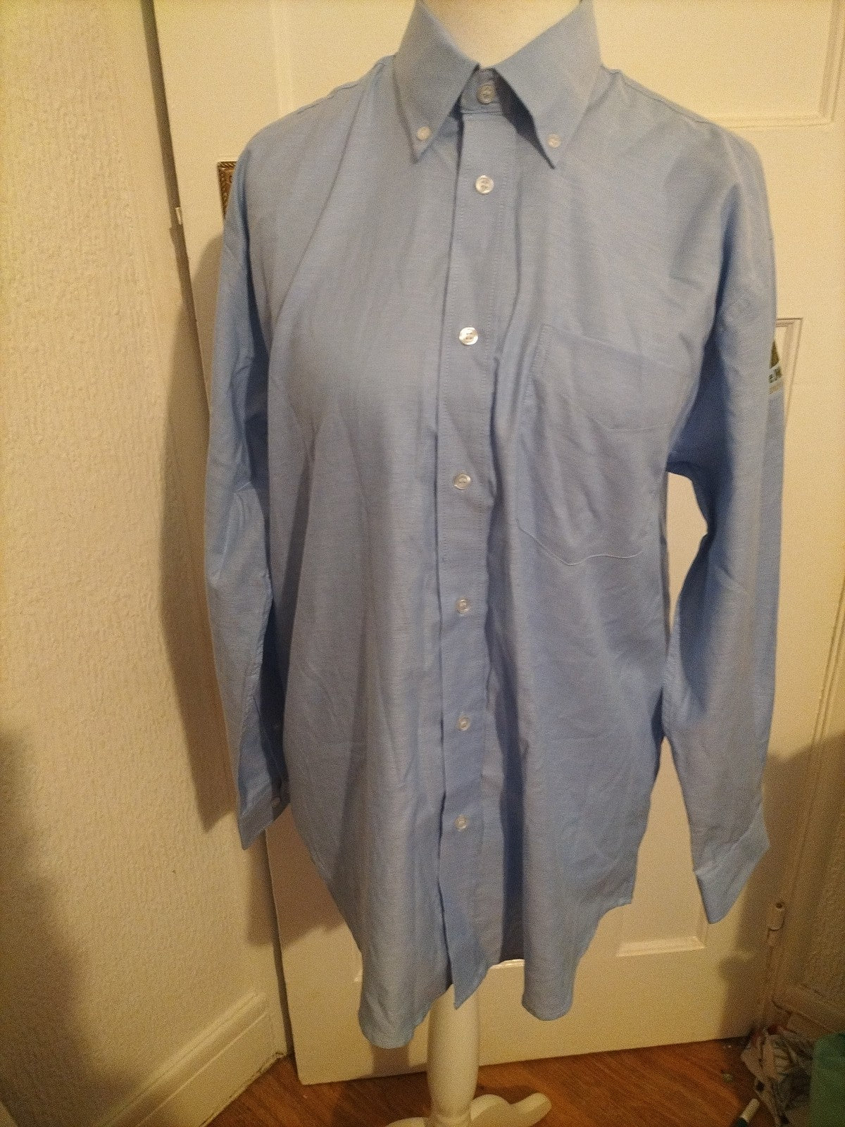 Mens Kustom Kit Size 16" Blue Classic Fit Long Sleeved Shirt