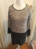 BHS 14 Grey Black Long Sleeve Jumper Dress