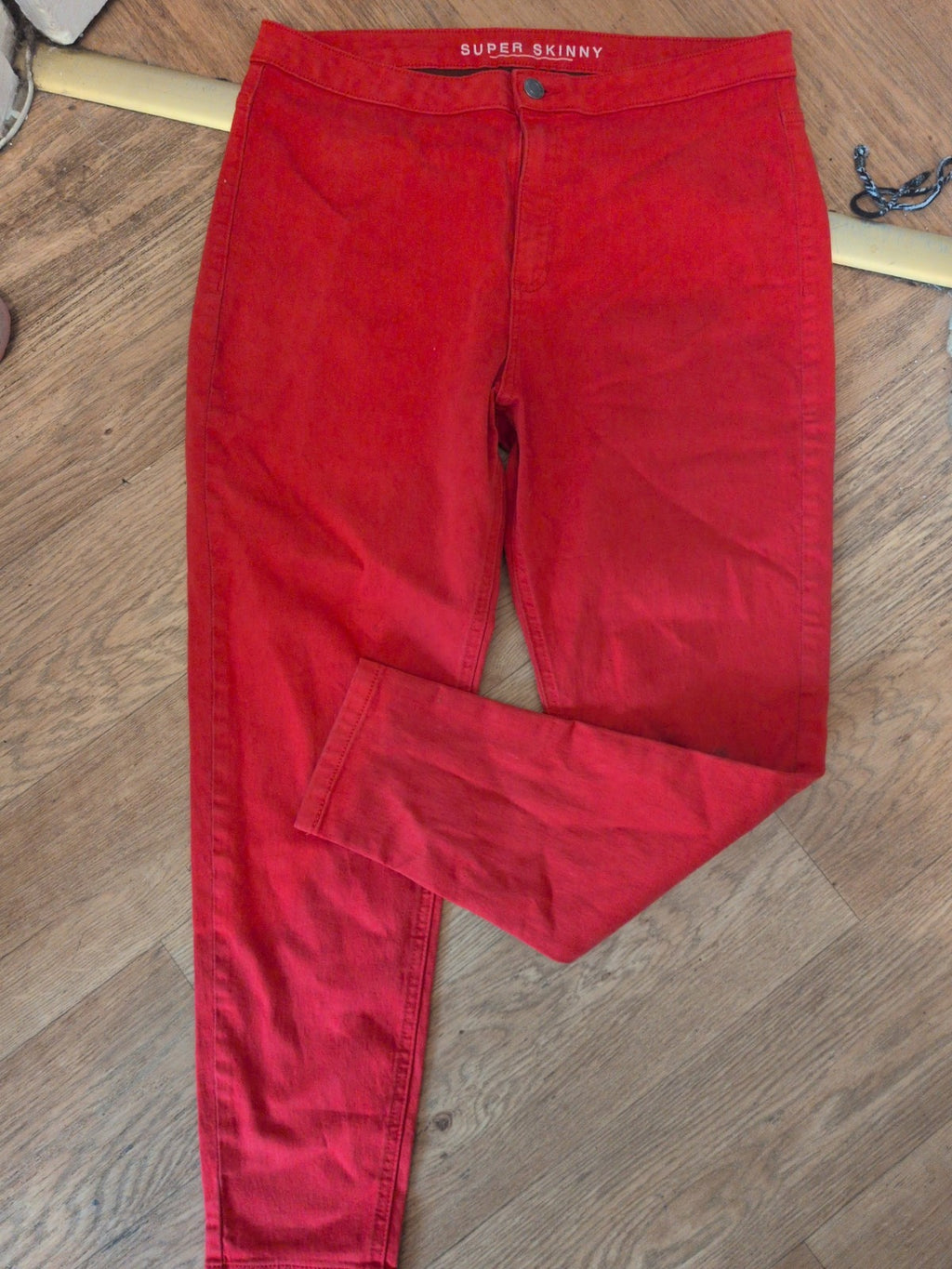 Marks And Spencer 16 Short Red Super Skinny Jegging