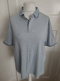 Mens M&S Size XL Pale Blue Striped Short Sleeved Polo