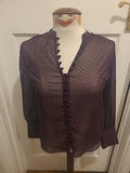 Ladies Next Petite Size 6P Purple/Black/White Spotted See Through Blouse