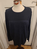 Mens F+F Size XL 2 Tone Navy Striped Pullover Jumper