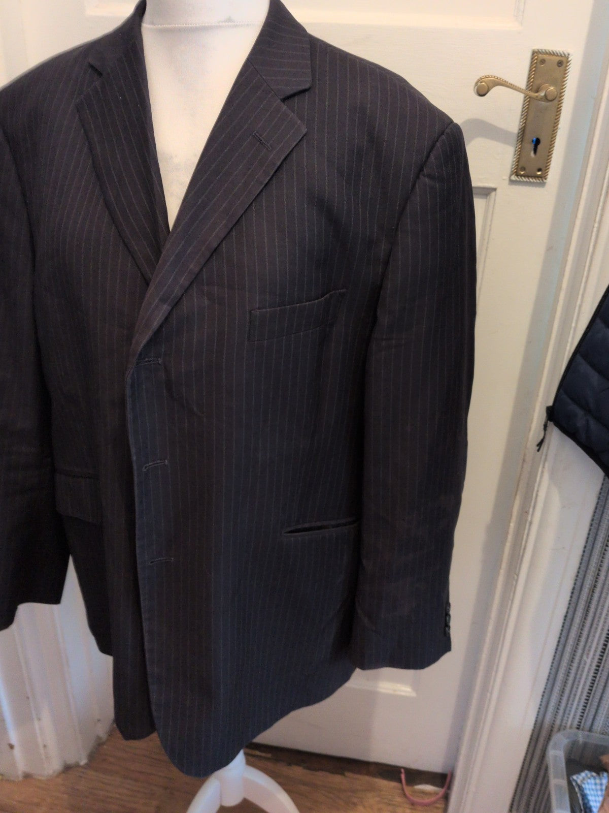 Marks And Spencer 46 Short Navy Stripe Suit Jacket