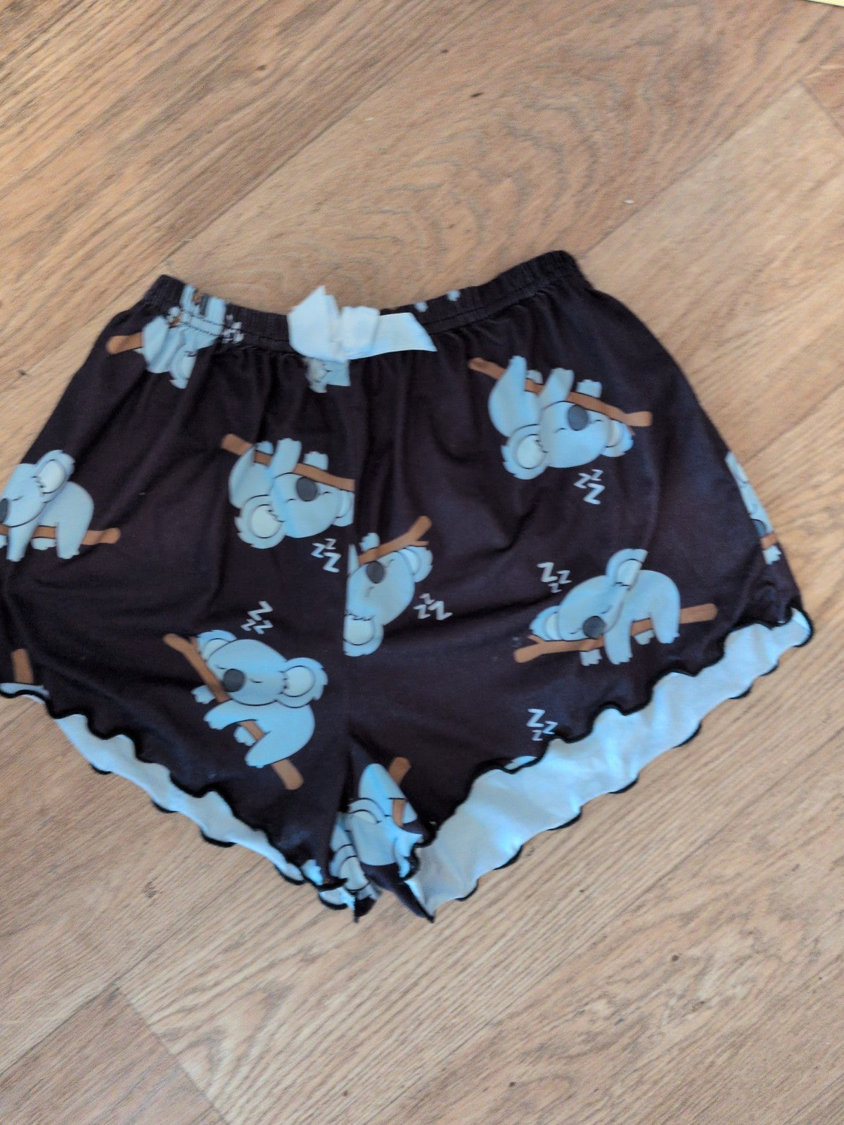 XS Black Koala Elasticated Sleep Shorts