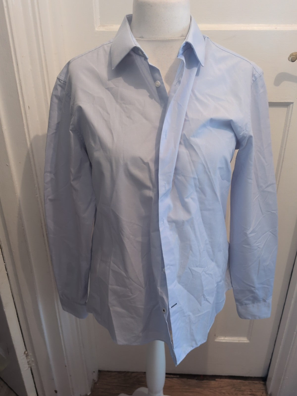 Burton 16.5-17 Slim Fit Pale Blue Long Sleeve Shirt