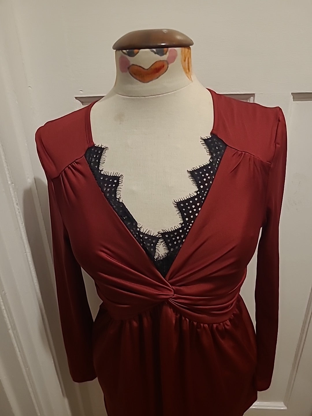 Ladies Red Size Small Long Sleeve Blouse