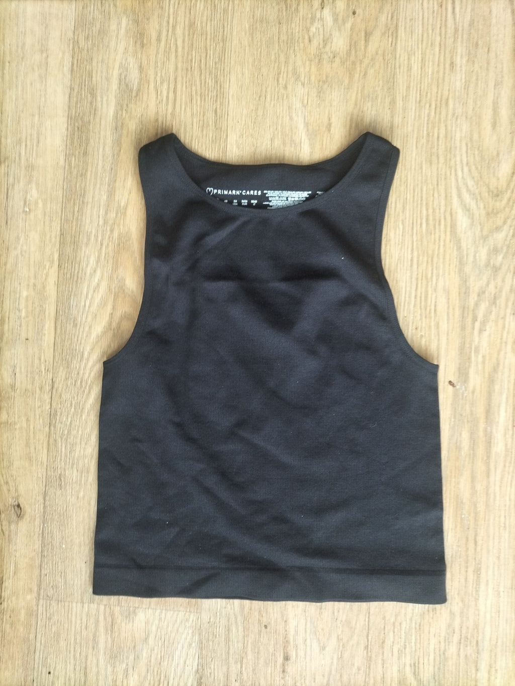 Ladies Primark Size 6-8 Black Ribbed Sleeveless Tight Fit T-shirt