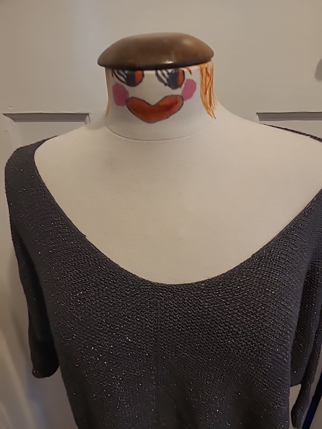 Ladies Size Medium Grey Fleck Mid Sleeved Blouse/jumper