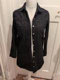 Denim&Co 6 Black Long Sleeve Buttoned Shirt Dress
