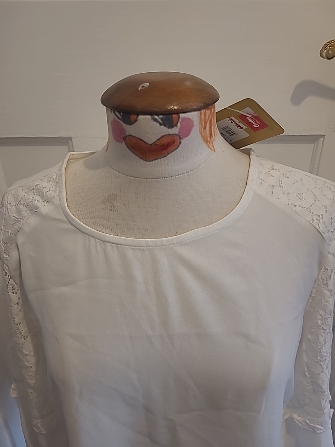 Brand New Ladies Cotton Traders Size 12 Ivory Lace Sleeved Blouse