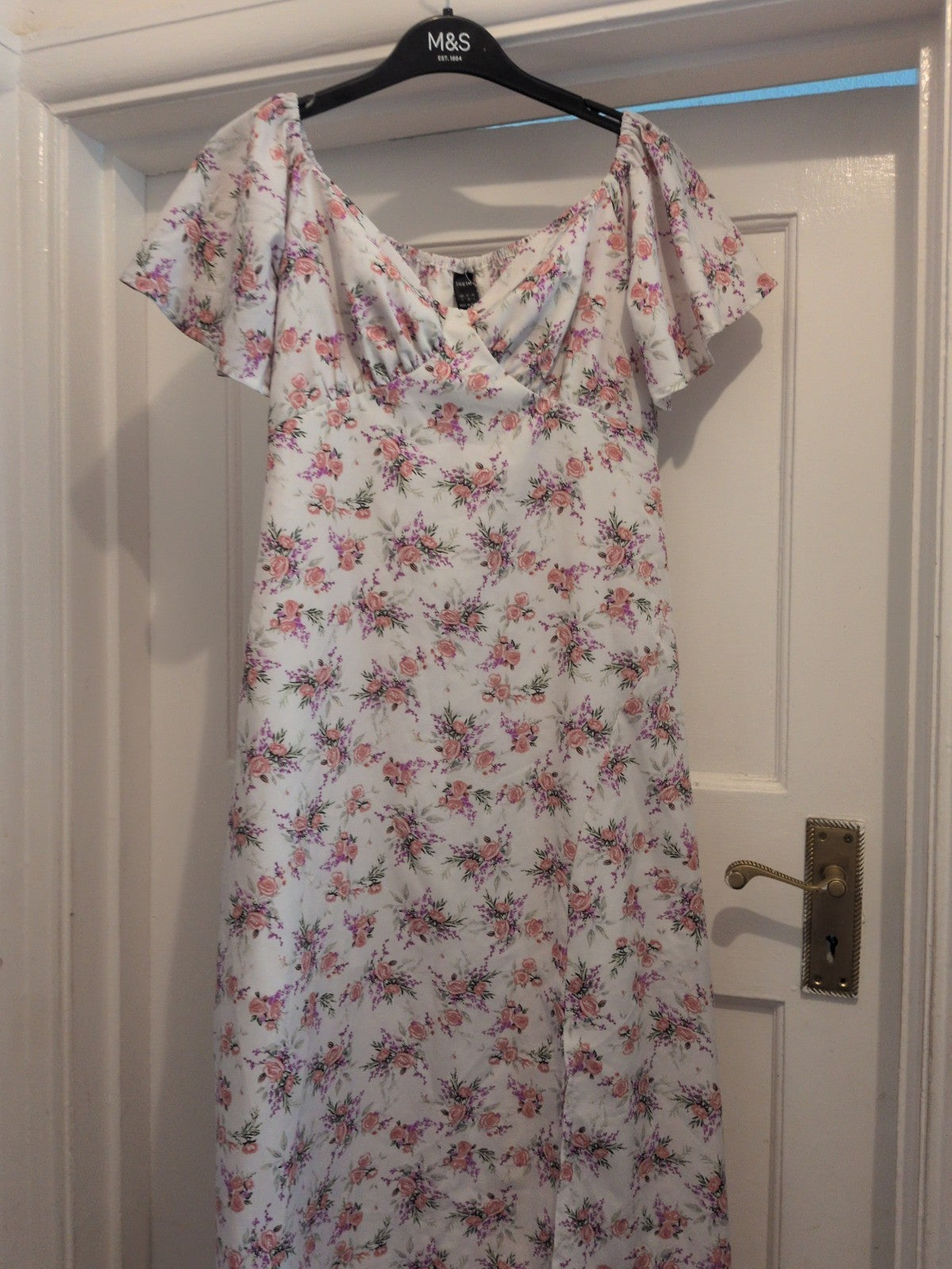 Shein Small White Pink Purple Short Sleeve Long sleeve Floral Dress
