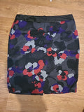 Ladies Per Una Size 16 Black Purple And White Floral Skirt