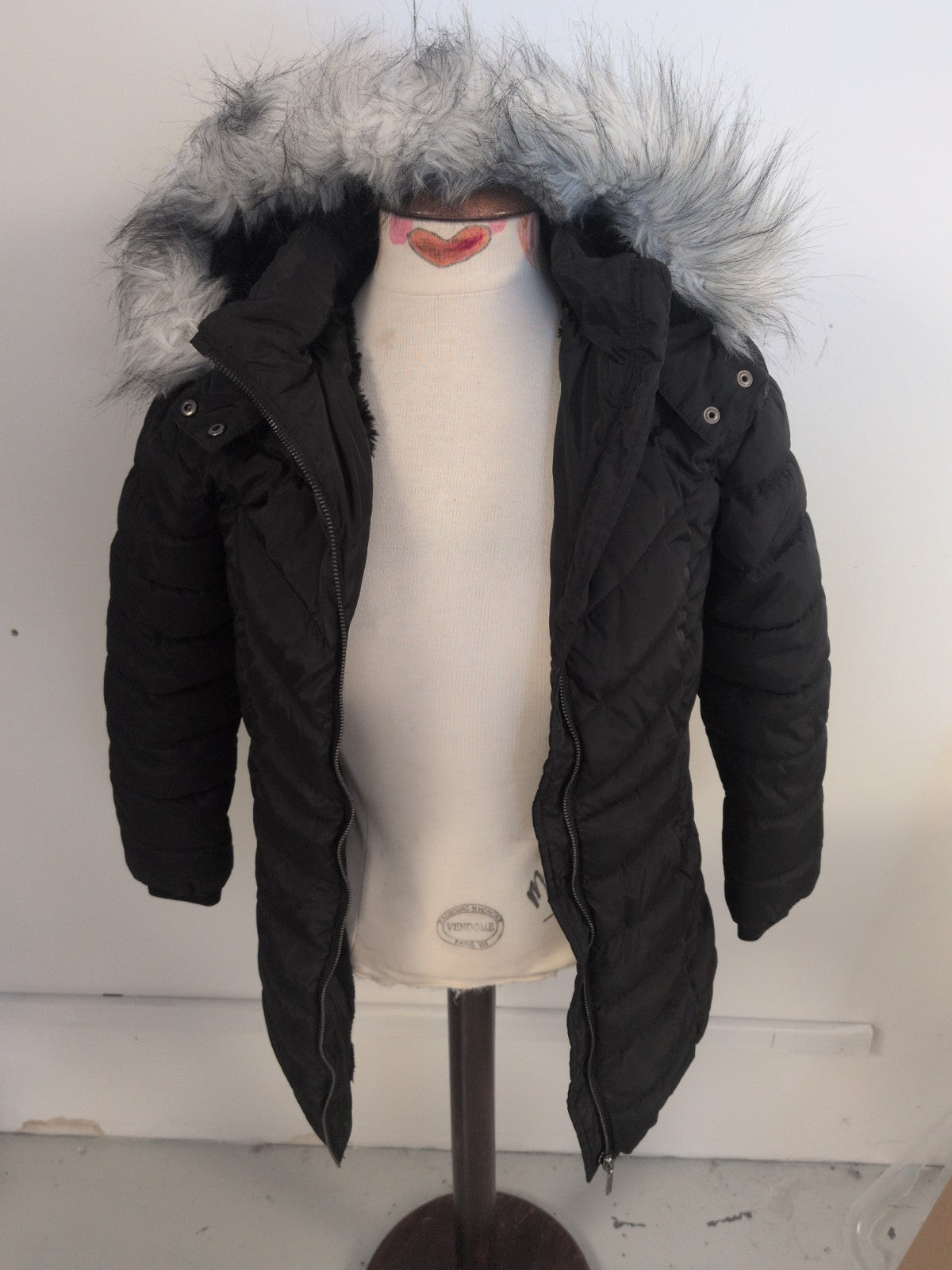 Very 11 Years Black Fluffy Faux Fur Hood