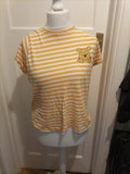 Ladies Primark Disney 12-14 Yello Striped Winnie The Pooh Pyjama Top