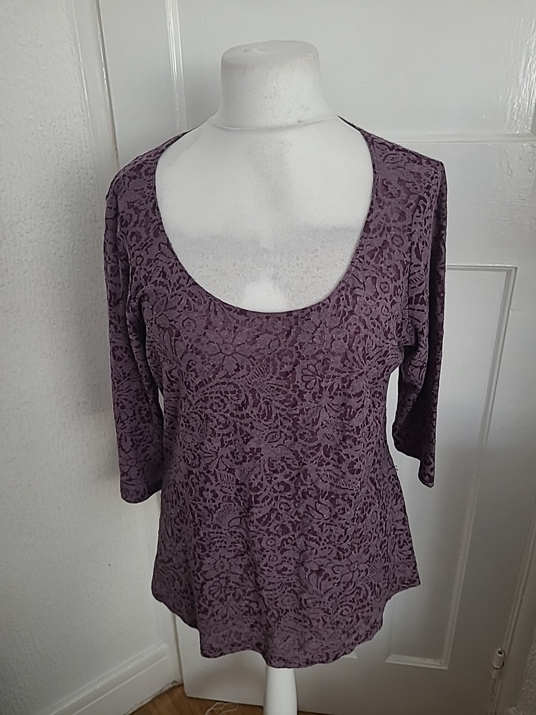 Ladies George Size 22 Two Tone Purple Half Sleeved Blouse