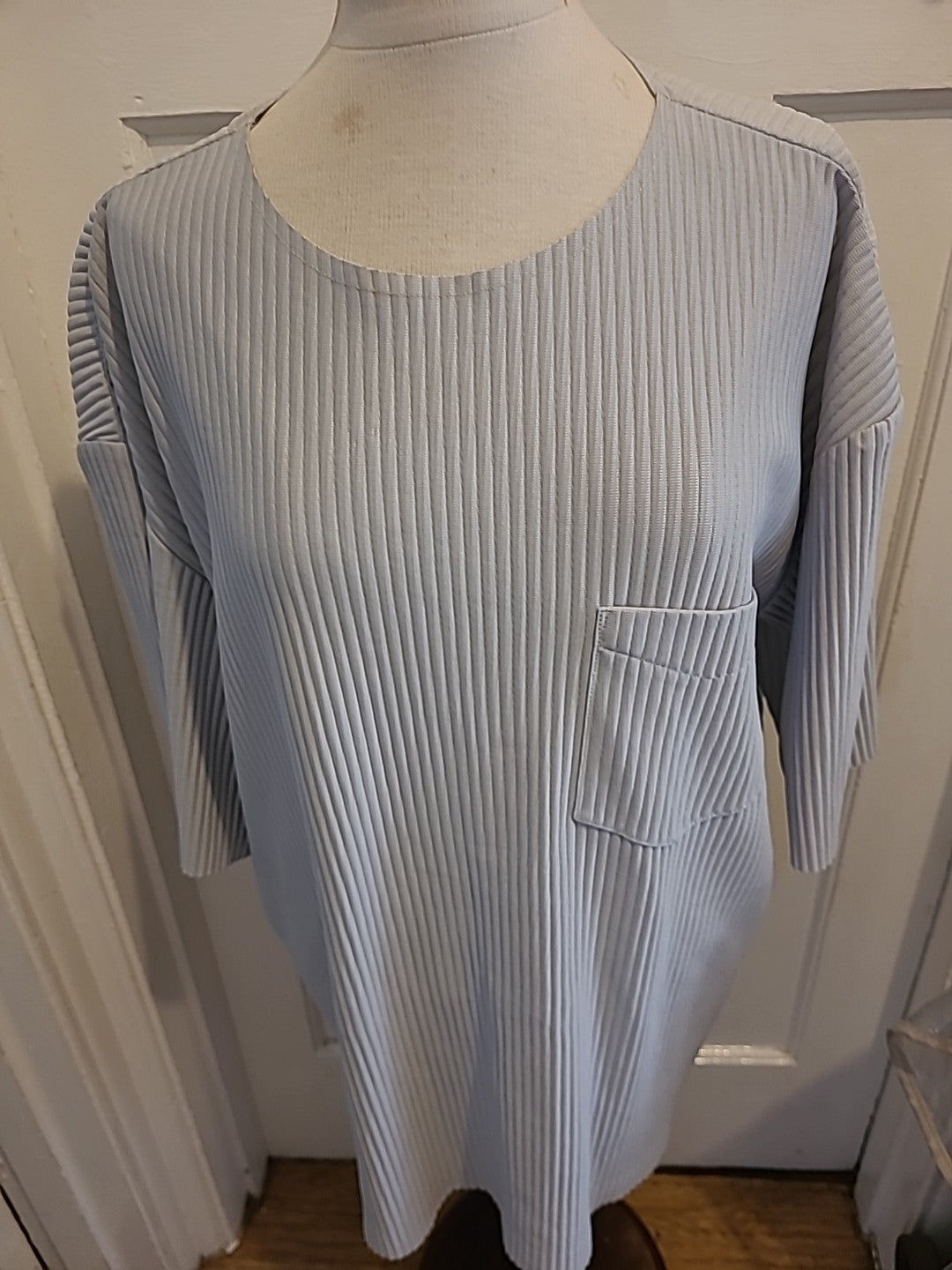 Ladies Zara Size XL Pale Grey Short Sleeved Blouse