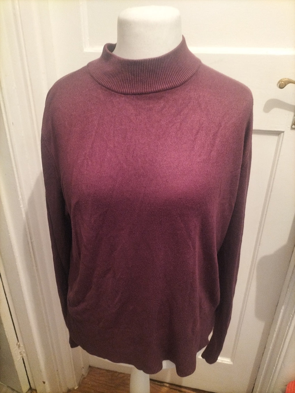 Papaya 22 Purple Ribbed Long Sleeve Blouse