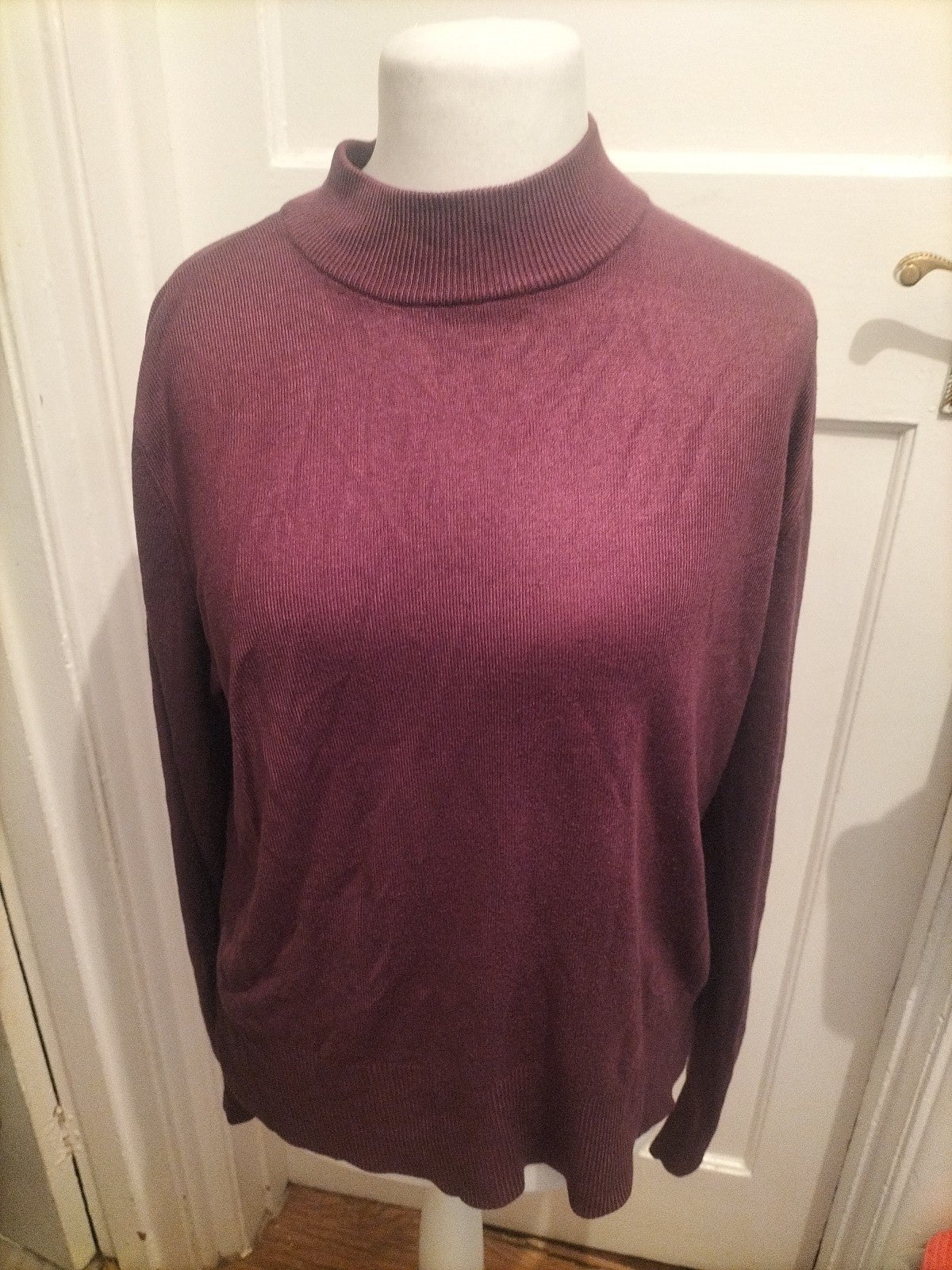 Papaya 22 Purple Ribbed Long Sleeve Blouse