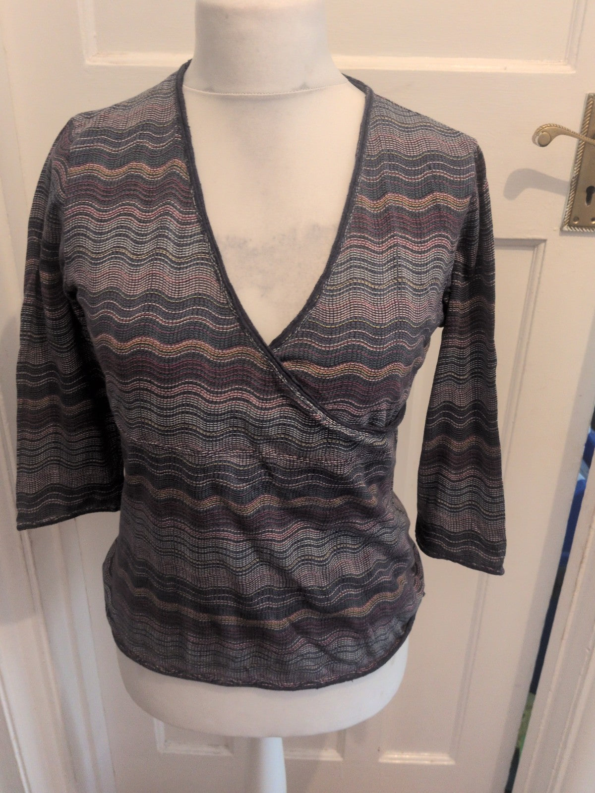 Fat Face 12 Multi Wavey Stripe Long Sleeve Blouse