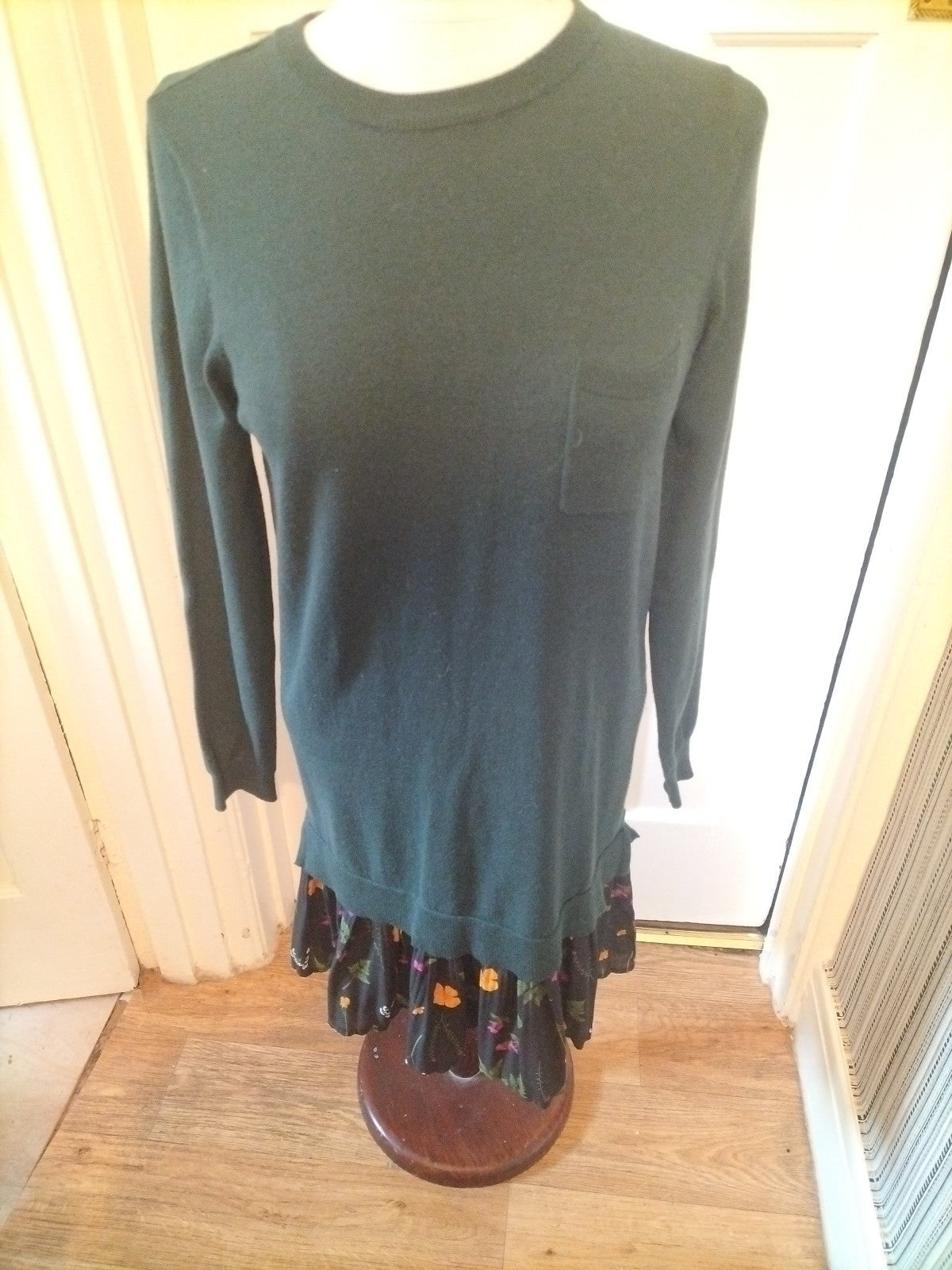 Ladies Next Size 10 Bottle Green Long Sleeved Dress