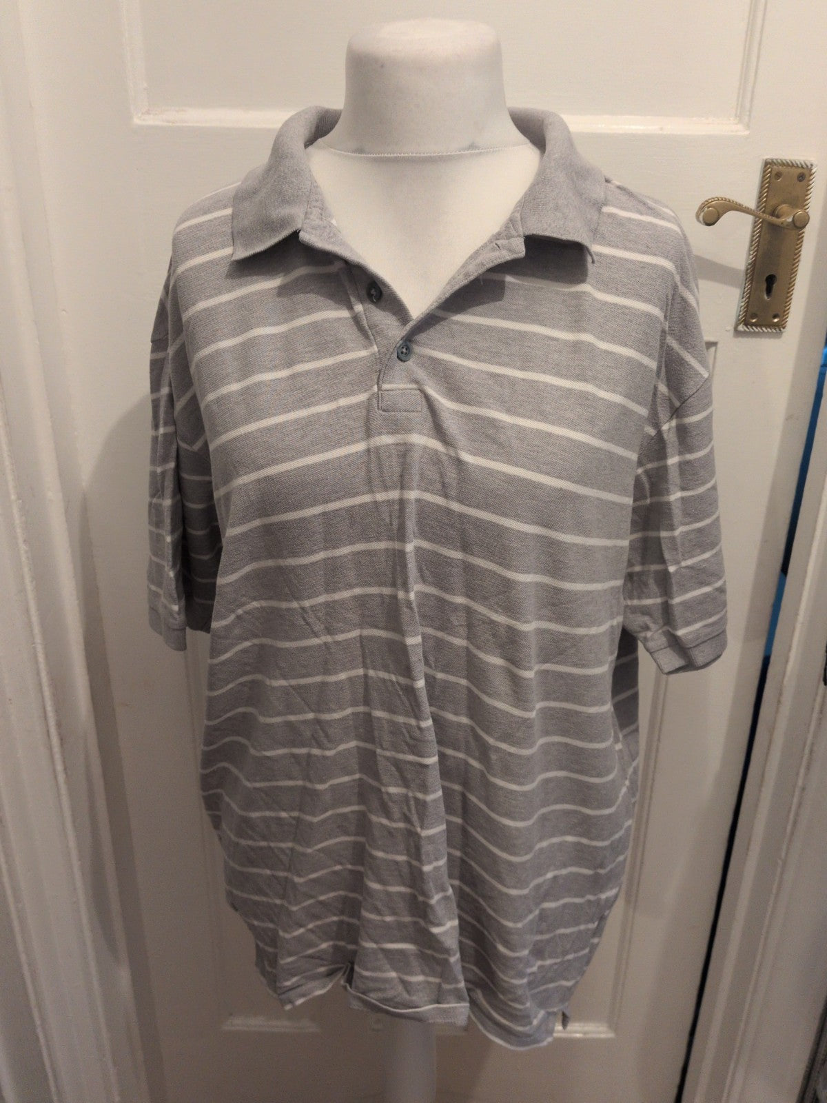 Blue Harbour XL Grey Stripe Short Sleeve Polo