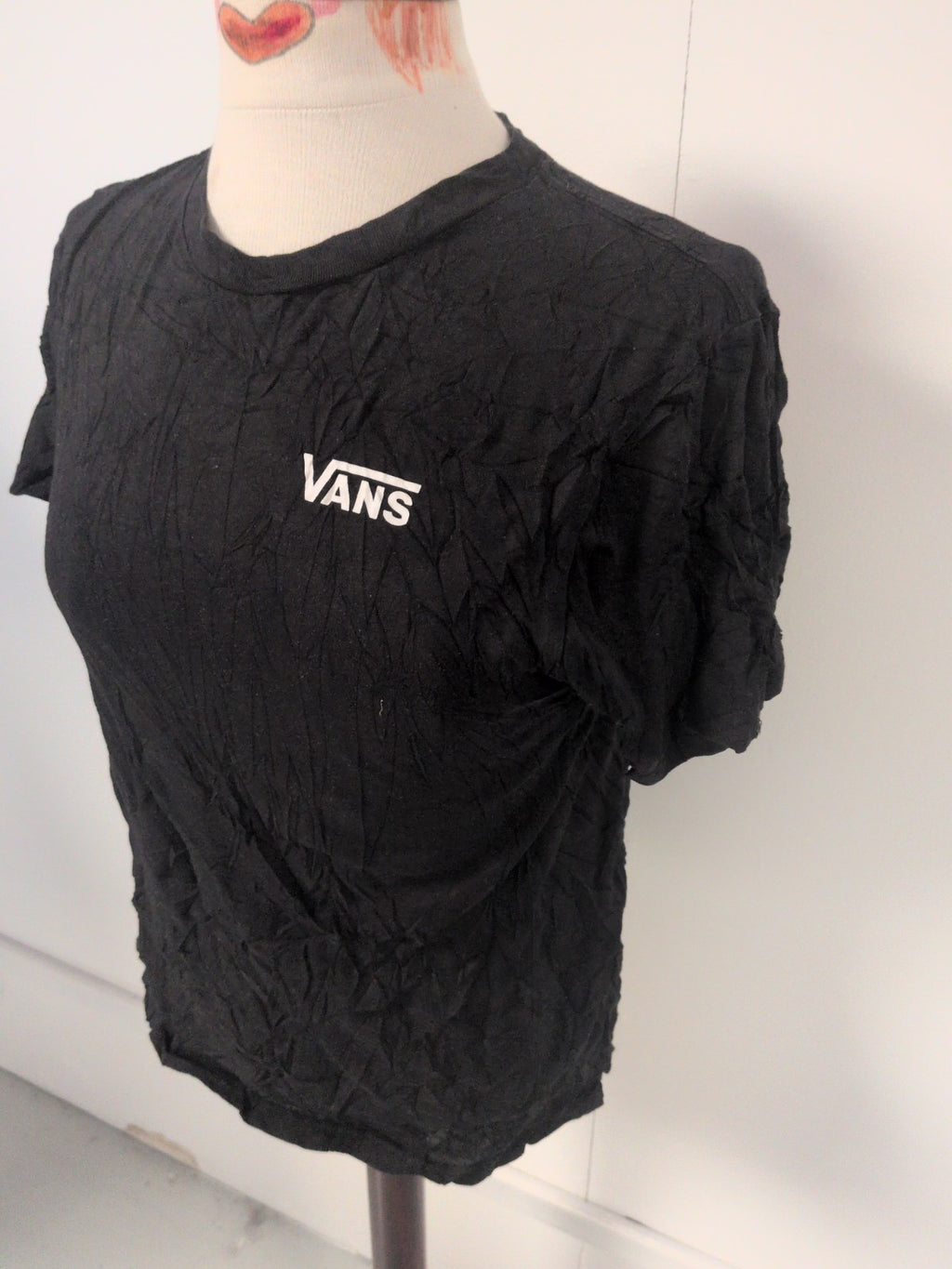 Ladies Vans Size Large 12-14 Black Print Short Sleeve T-shirt