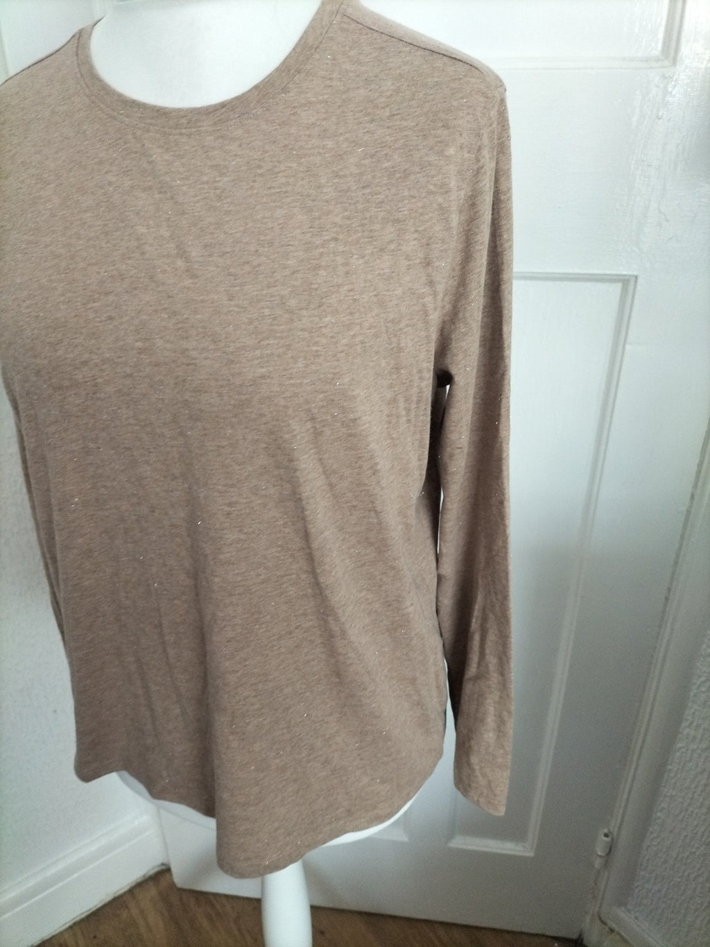 Ladies Tu 16 Brown With Glittery Shimmer Long Sleeved Tshirt