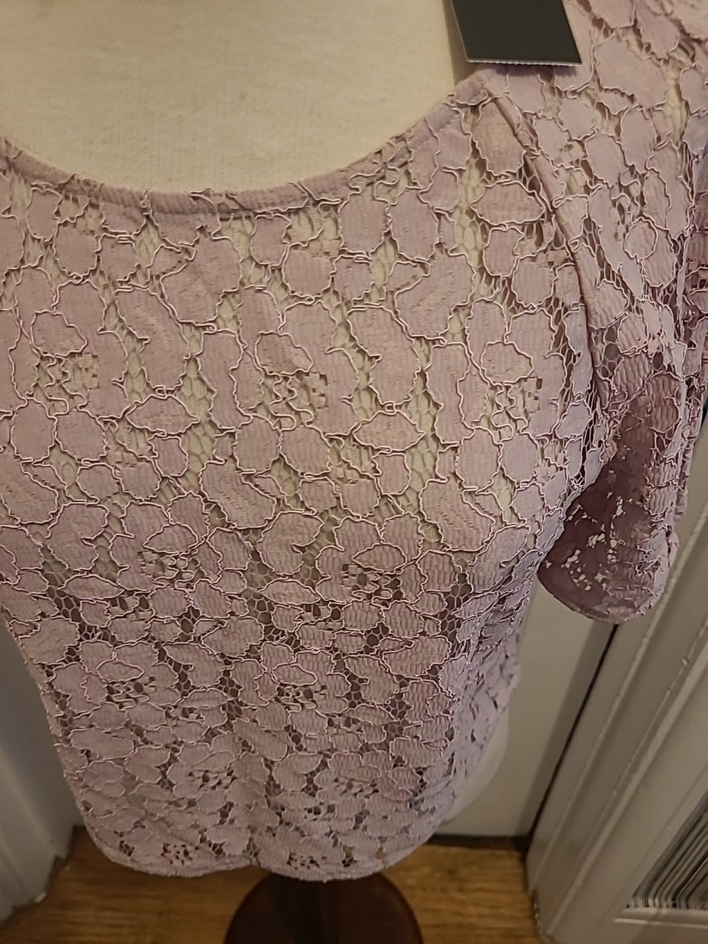 Brand New Ladies Next Size 10 Baby Pink Floral Lace Short Sleeved Tshirt