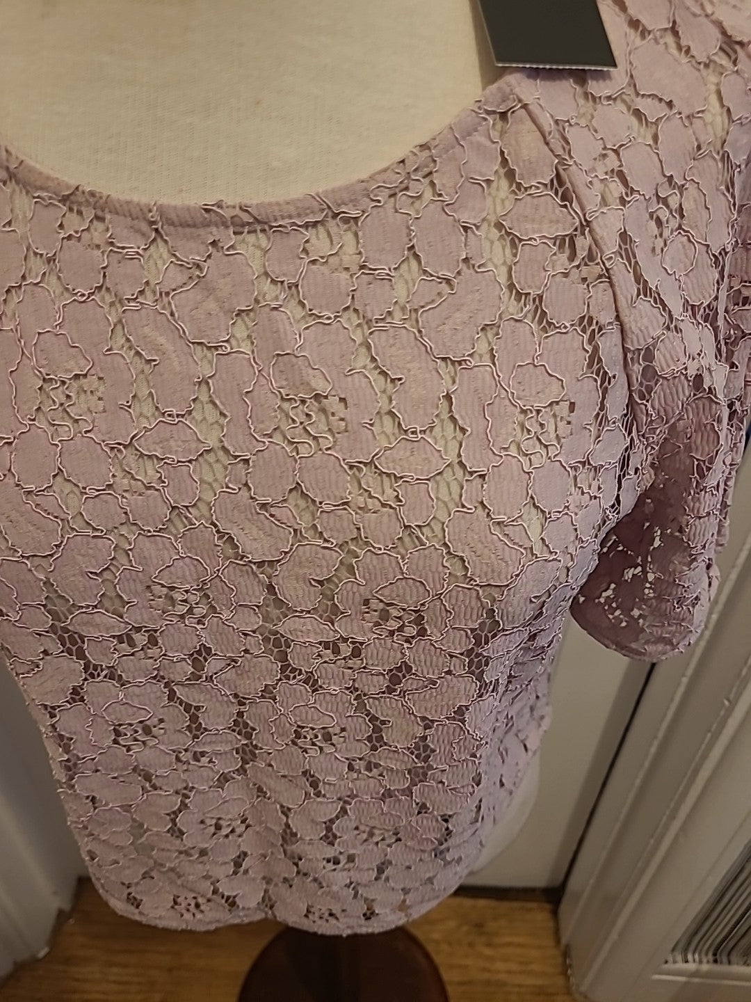 Brand New Ladies Next Size 10 Baby Pink Floral Lace Short Sleeved Tshirt