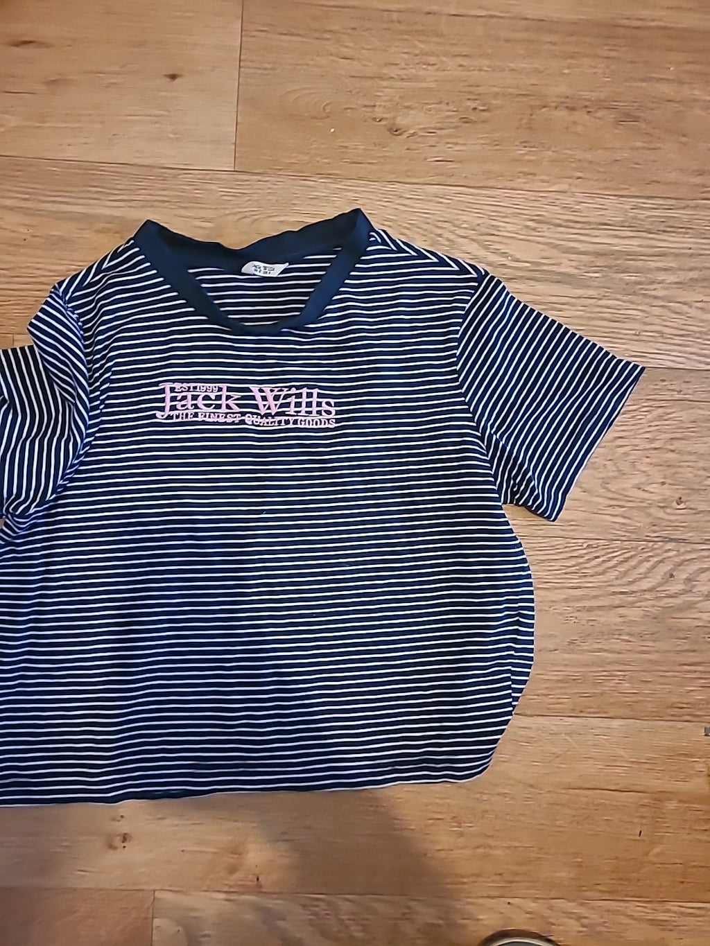 Ladies Jack Wills Size 4 Striped Black And White Short Sleeved Tshirt