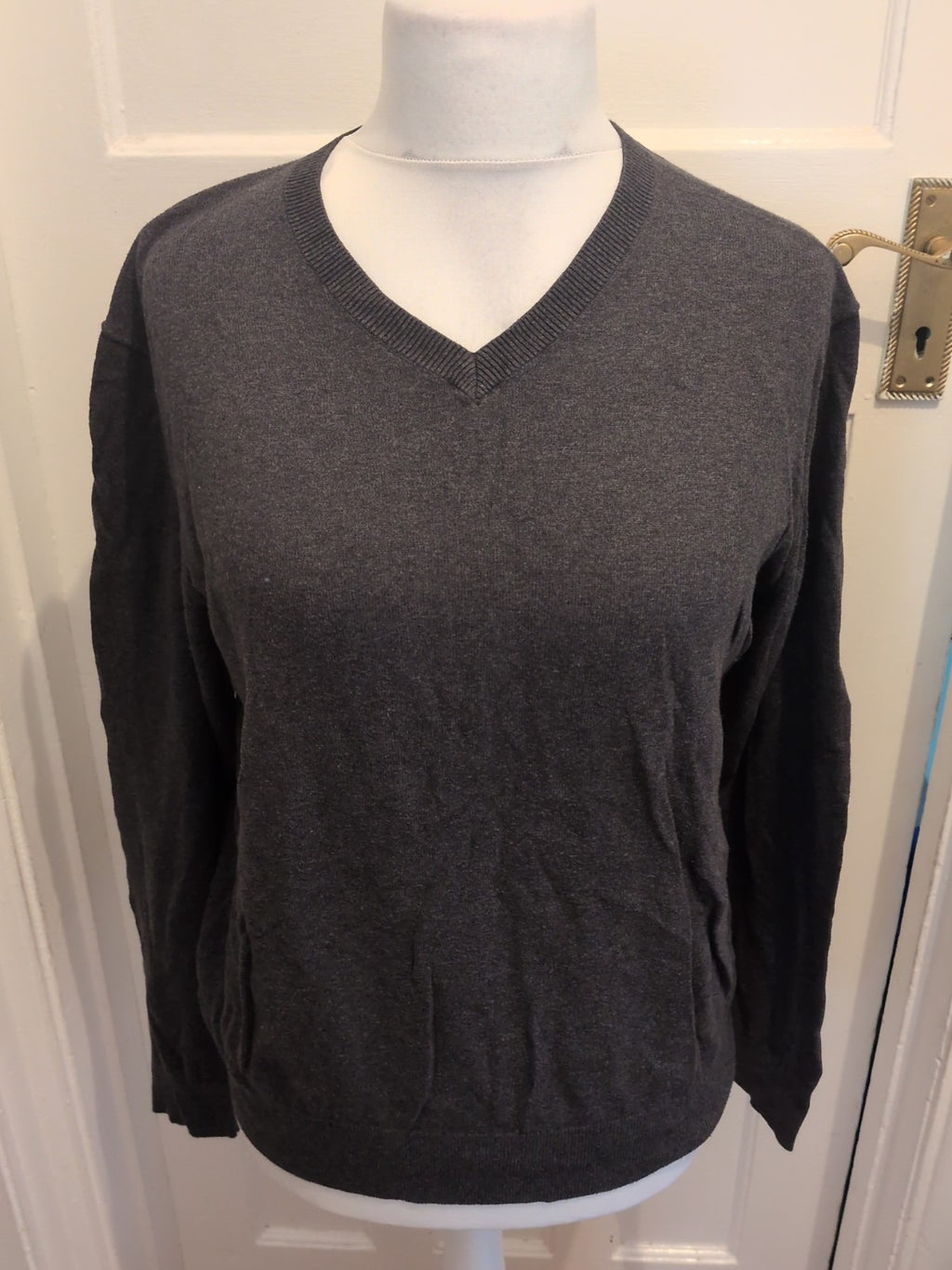 Mens Gap Size M Grey Ribbed Hem Long Sleeved Pullover Jumper