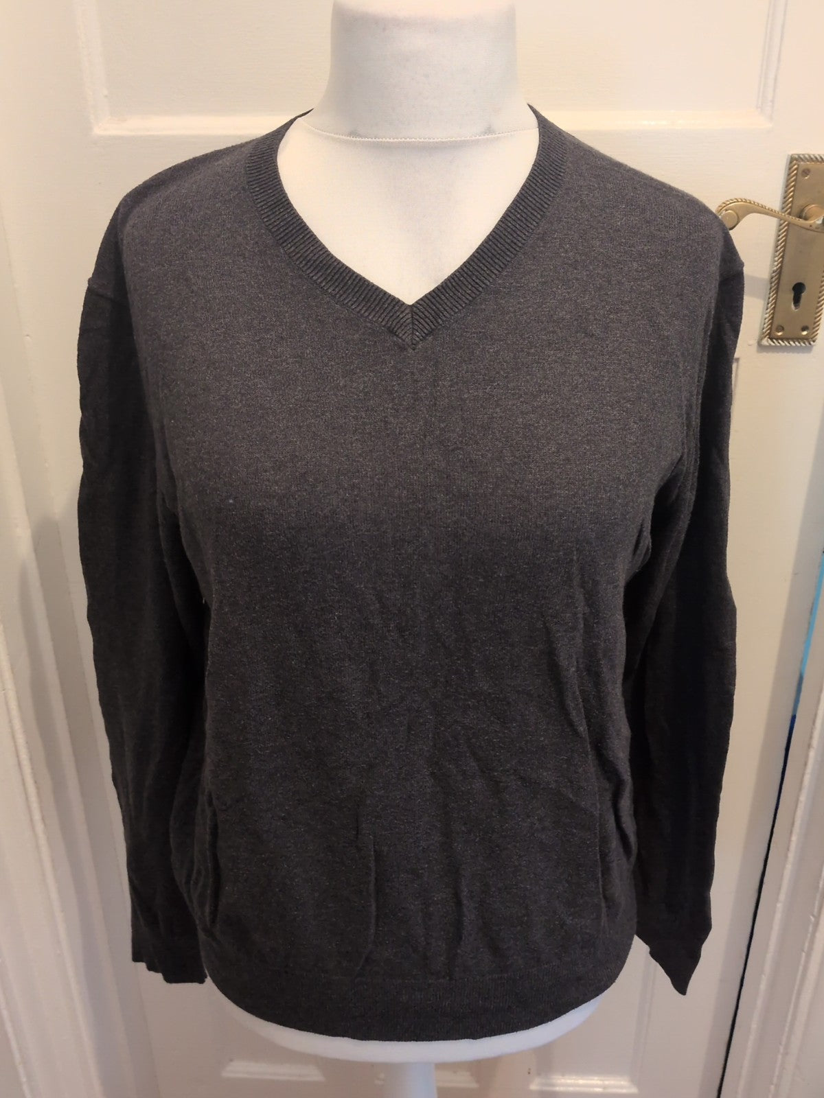 Mens Gap Size M Grey Ribbed Hem Long Sleeved Pullover Jumper
