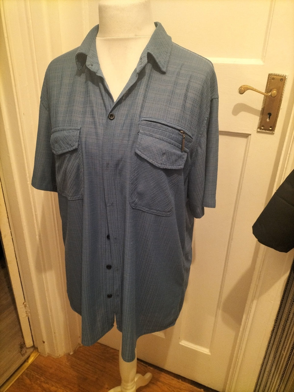 Mens New Wise Size 3XL Blue Textured Short Sleeved Shirt