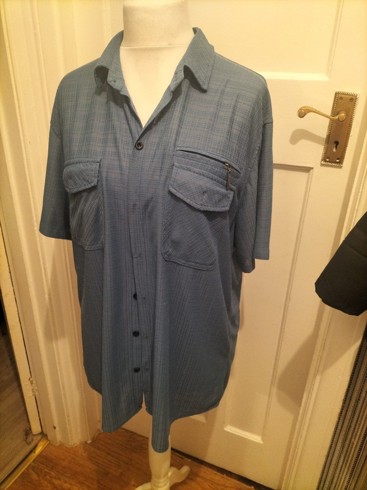 Mens New Wise Size 3XL Blue Textured Short Sleeved Shirt