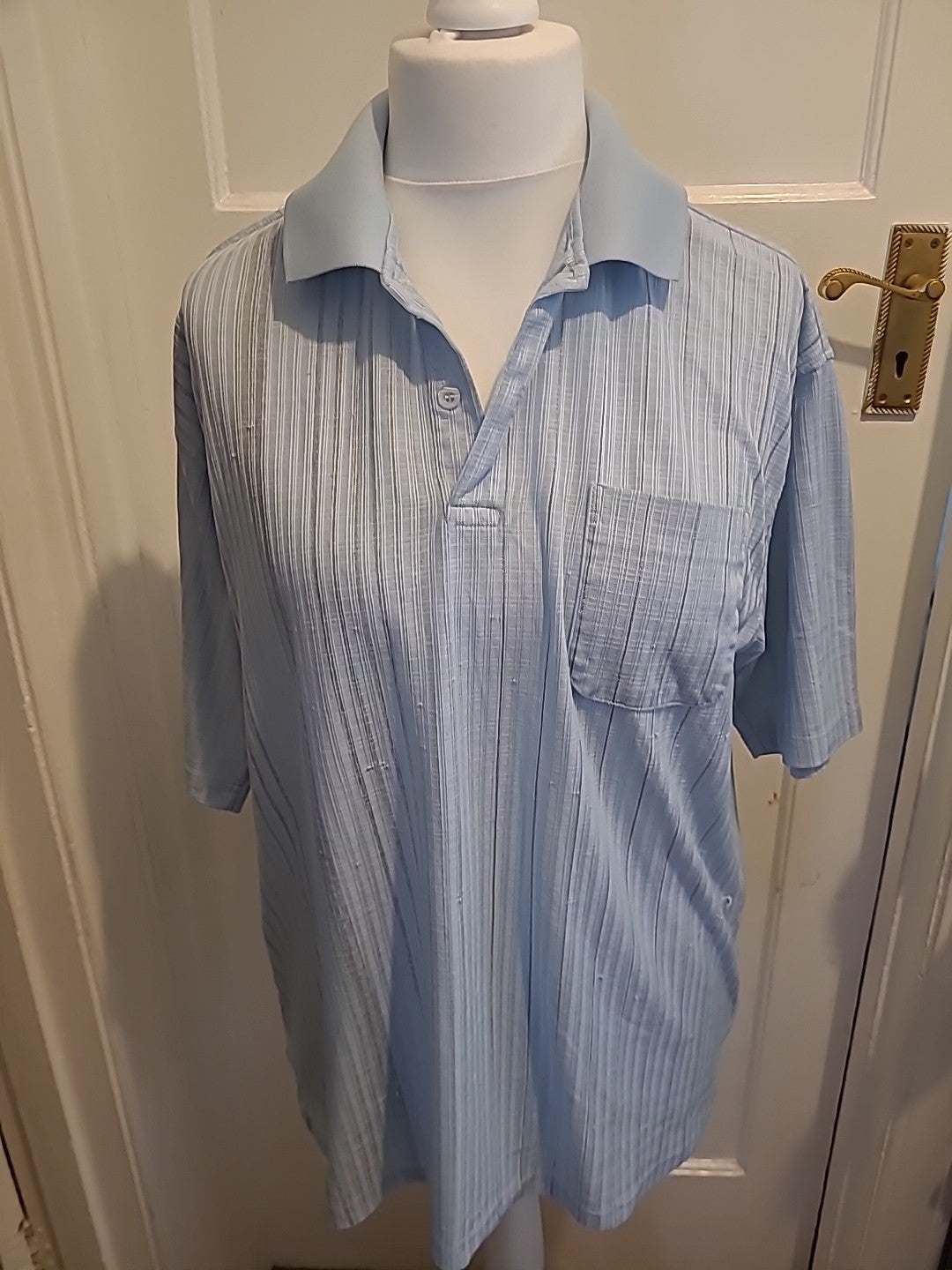 Mens Tootal Size Xxl Pale Blue Textured Short Sleeved Polo
