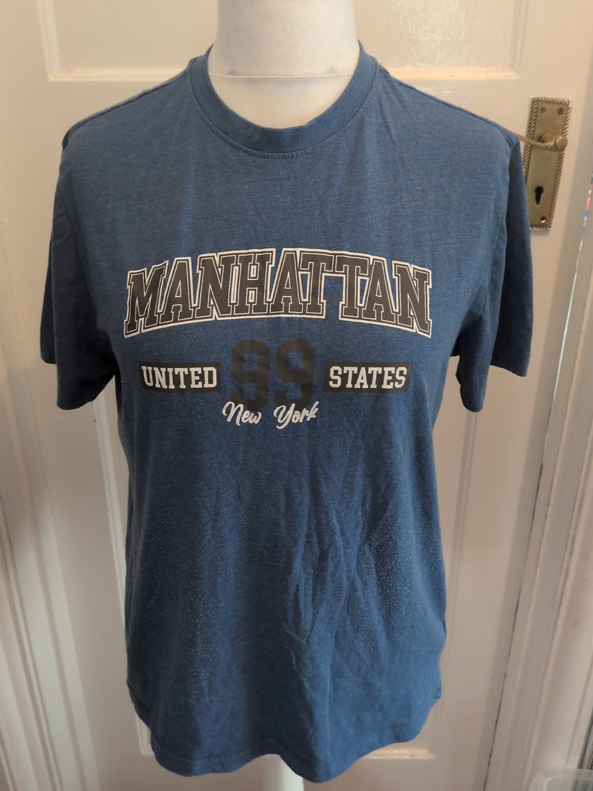 Mens Primark Size S Blue Printed Short Sleeved T-shirt