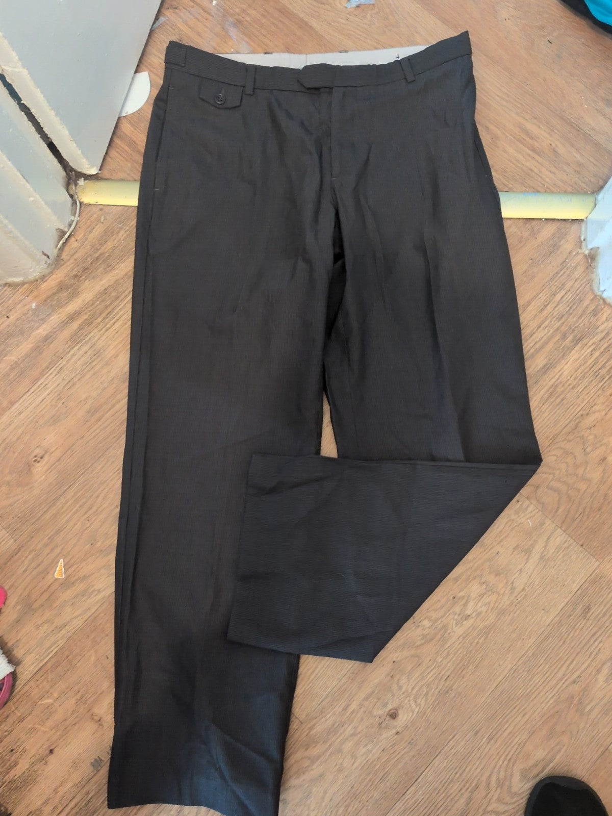 Next 36R Charcoal Pinstripe Low Rise Trousers
