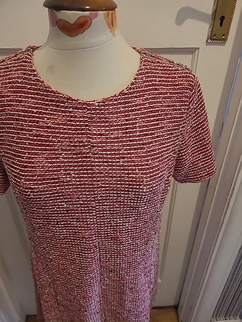 Ladies Warehouse Size 16 Red White Fleck Short Sleeved Tshirt