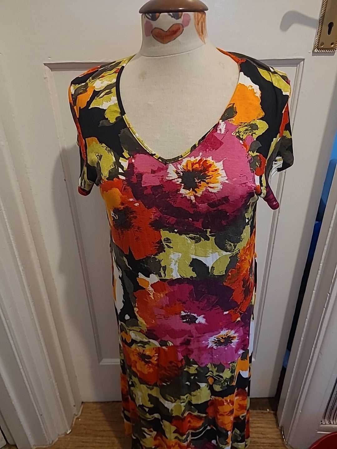 Ladies Gerard Size 14 Bright Multicoloured Short Cap Sleeved Dress