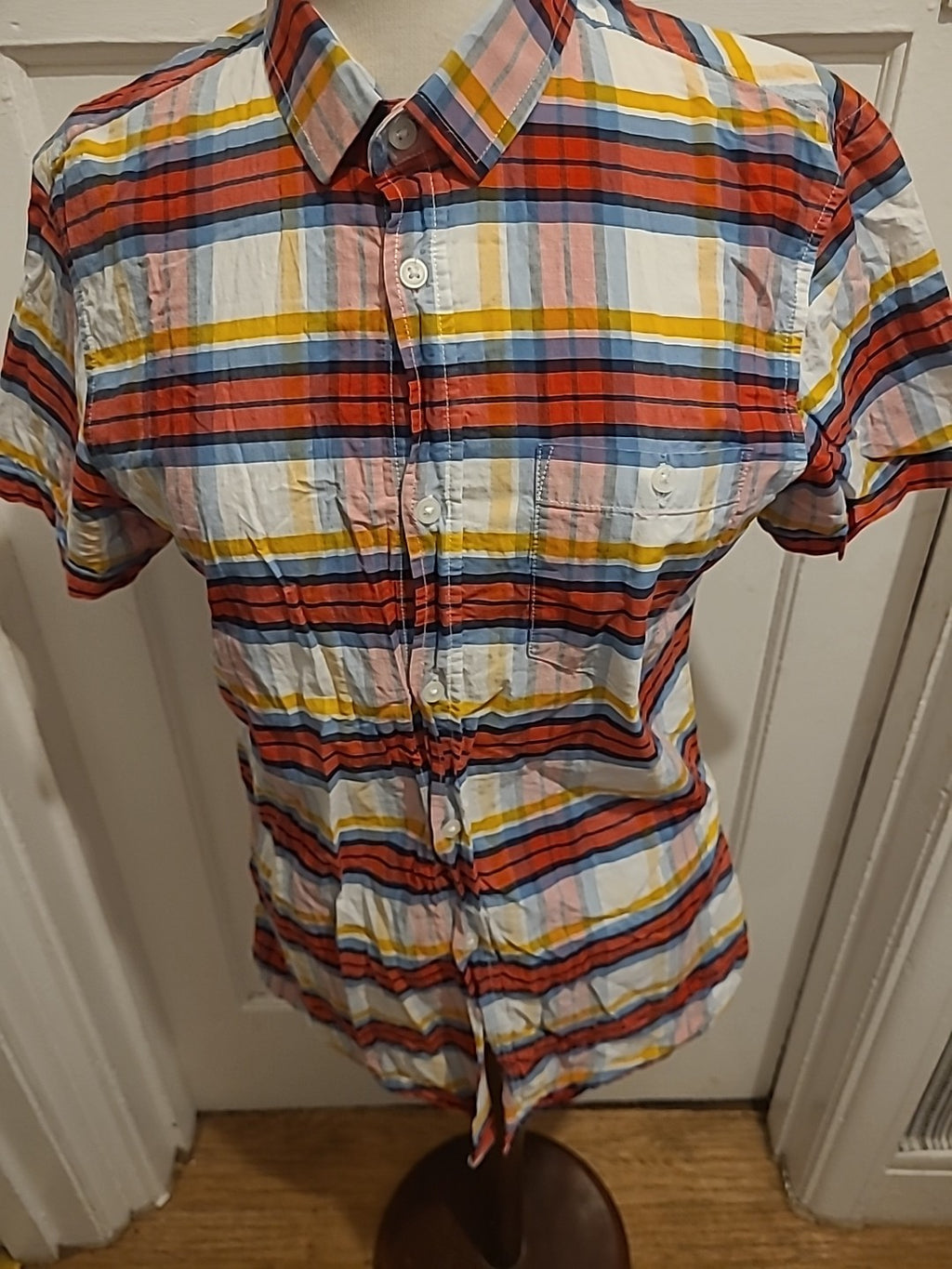 Mens Threadbare Size Medium Multi Check Short Sleeved Shirt