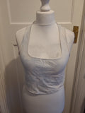 Ladies Asos Size 14 Pale Blue And White Dye Sleeveless Top
