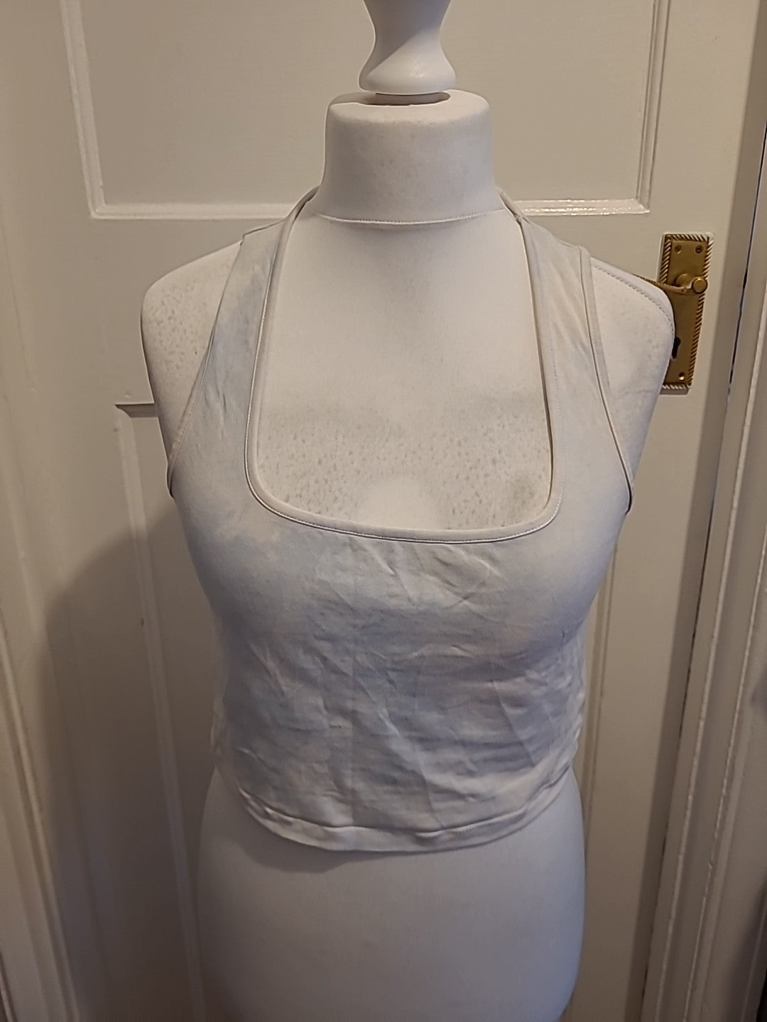 Ladies Asos Size 14 Pale Blue And White Dye Sleeveless Top