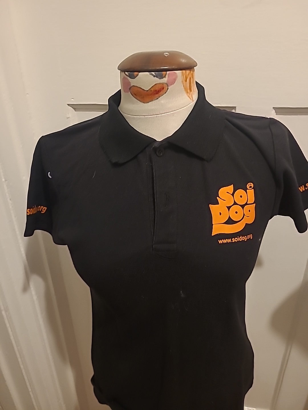 Ladies Soidog Size Large Black And Orange Short Sleeved Polo