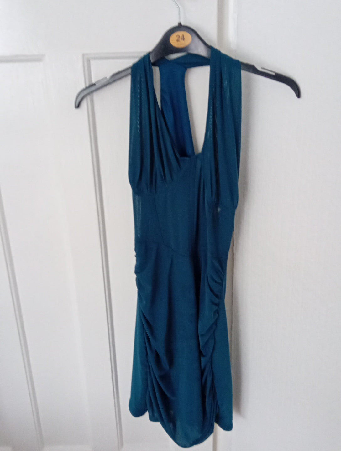 Ladies Teal Bodycon Halter Neck Short Dress Size Small CIDER