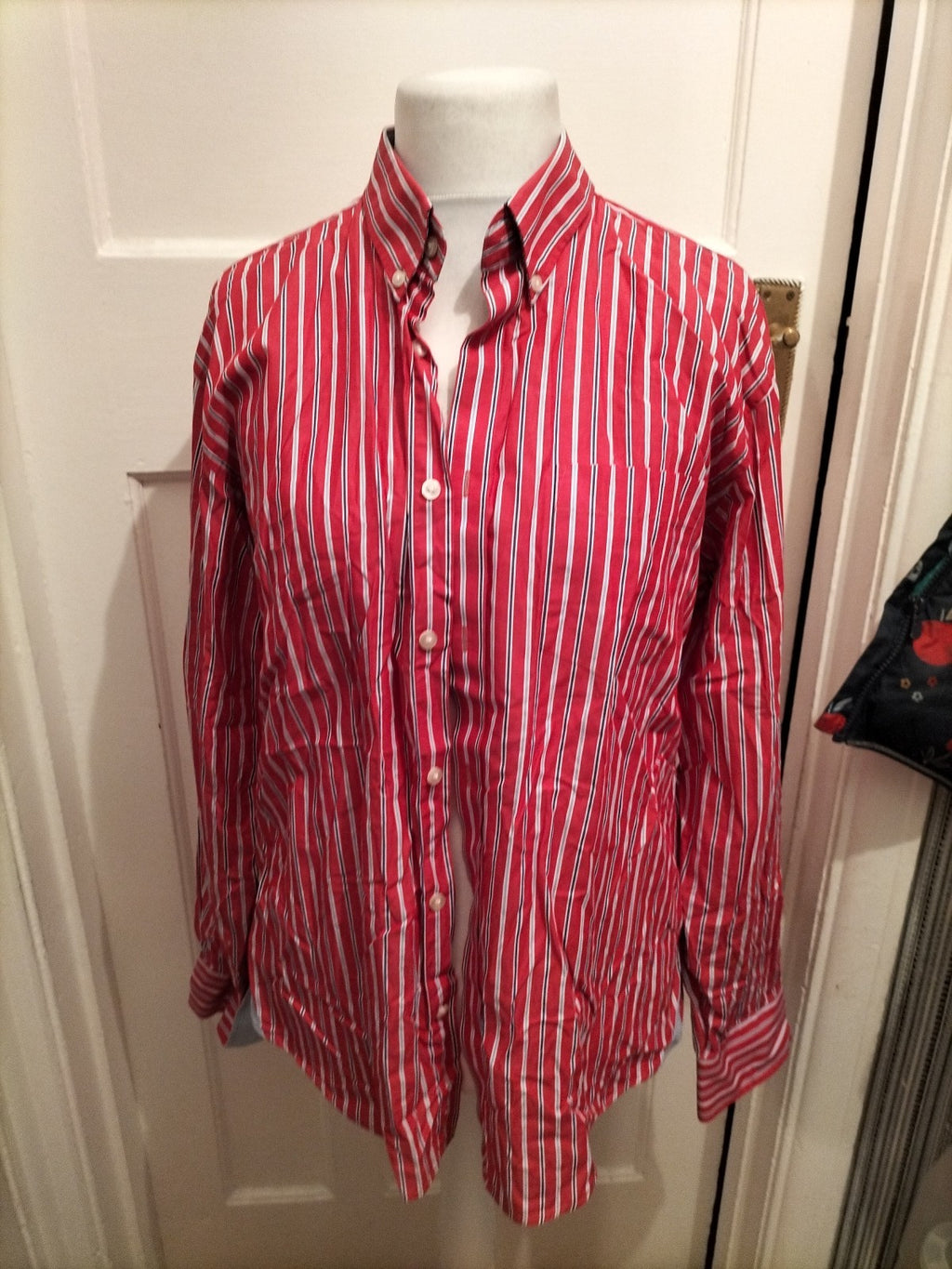 Mens James Aubrey Size XL Red And Blue Striped Shirt Long Sleeved