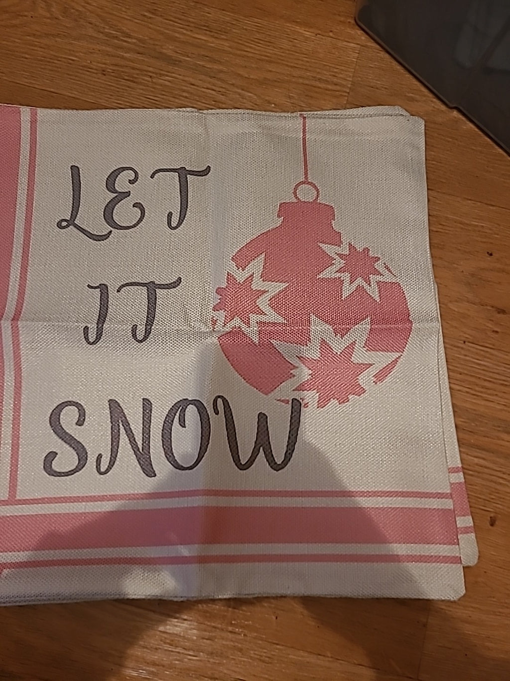 Brand New Pink/Beige "Let It Snow" Cushion Covers Christmas Set Of 3