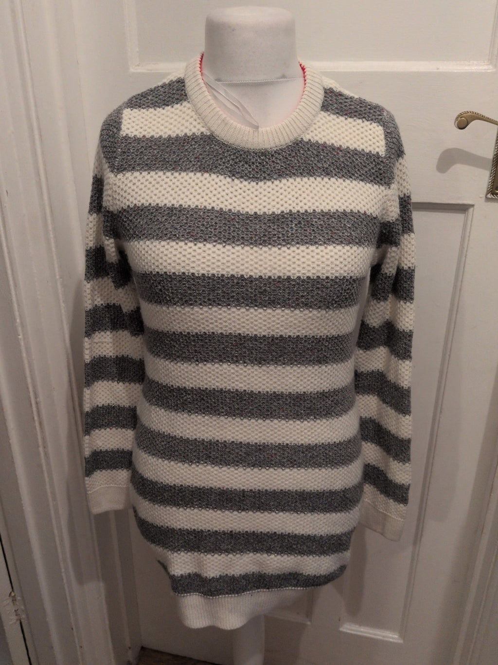 Hudson&Rose Medium Grey And Cream Stripe Jumper Dress
