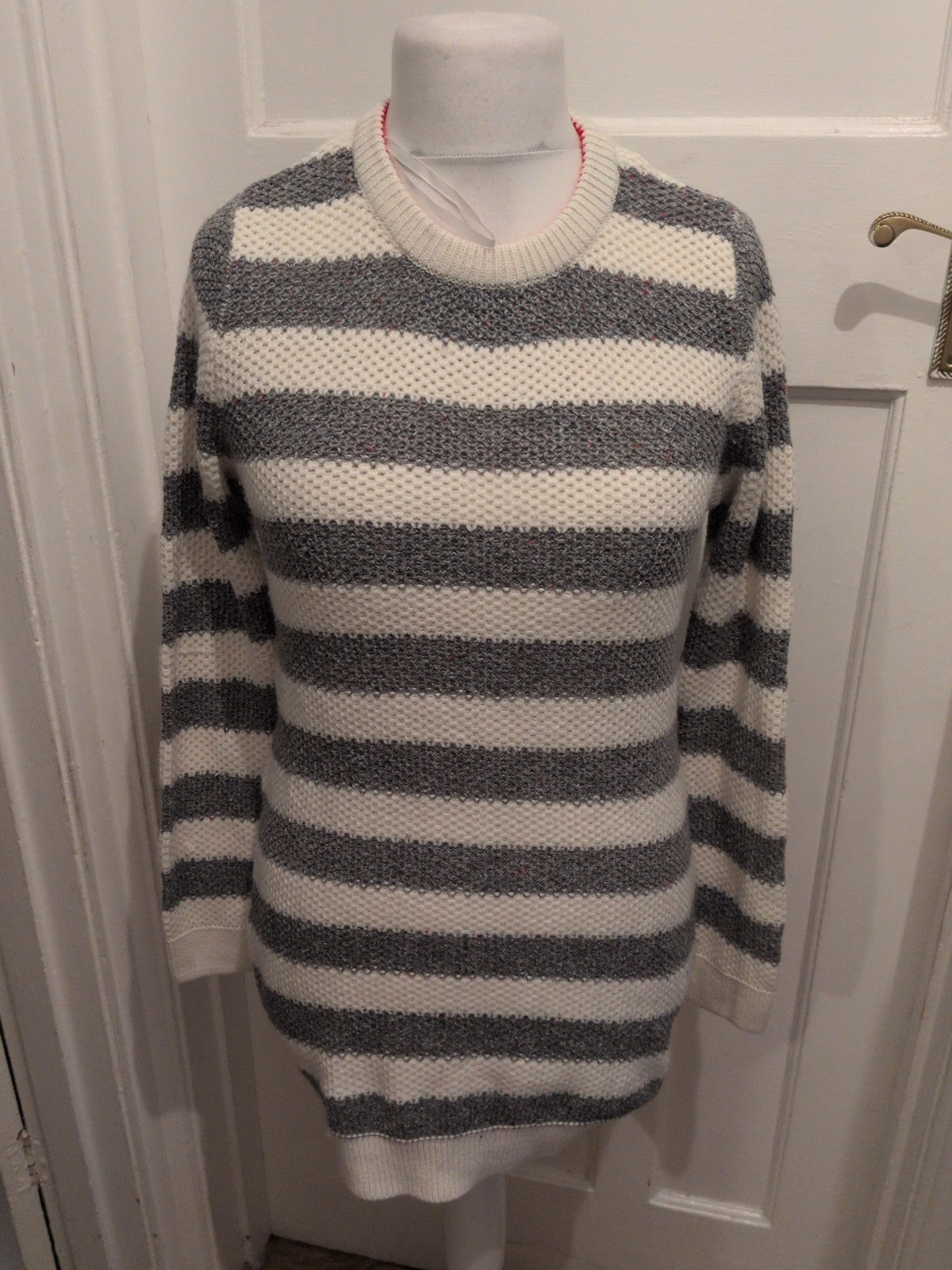 Hudson&Rose Medium Grey And Cream Stripe Jumper Dress