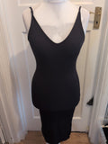 Ladies Size Small Black Ribbed V Neck Sleeveless Pencil Dress