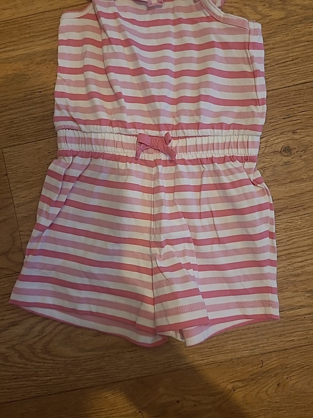 Girls George 12-18 Months Pink White Striped Playsuit
